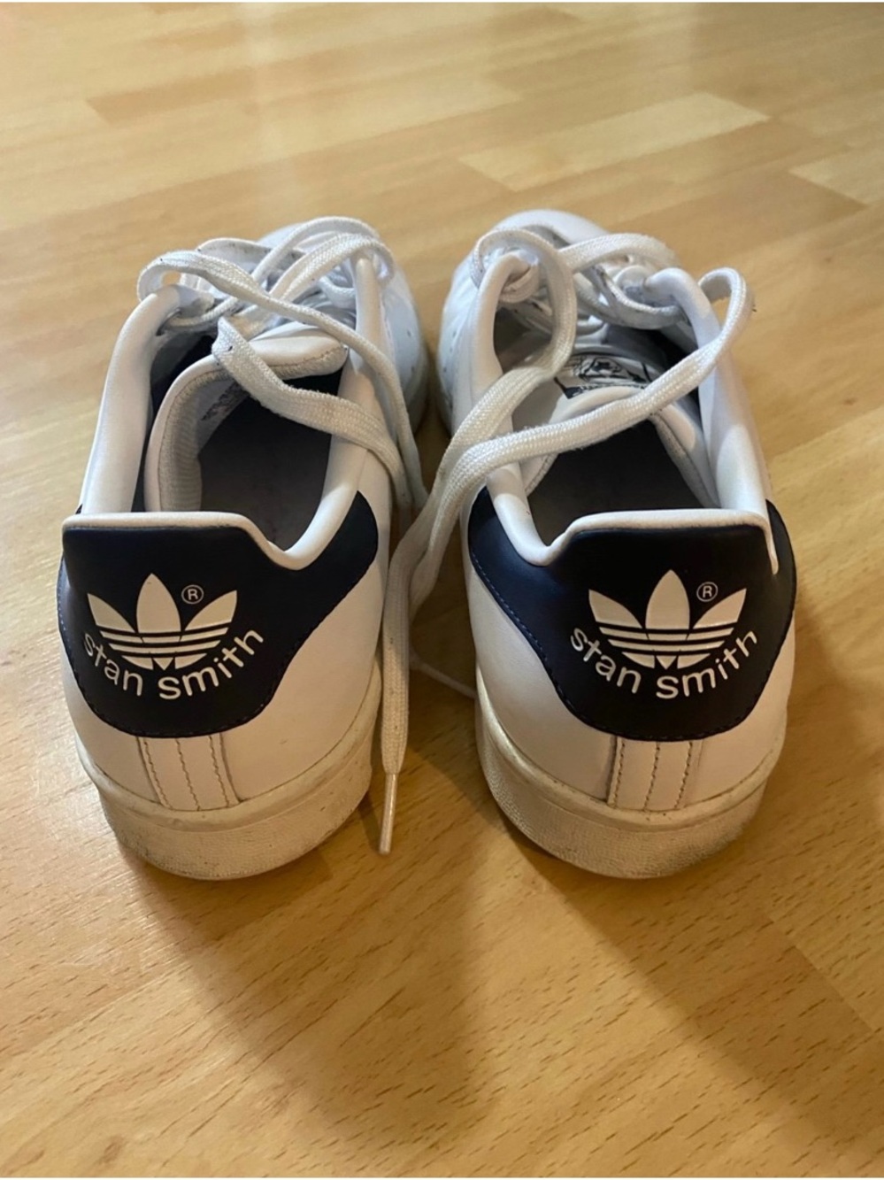 Adidas Stan Smith White with Navy Heel Size 10